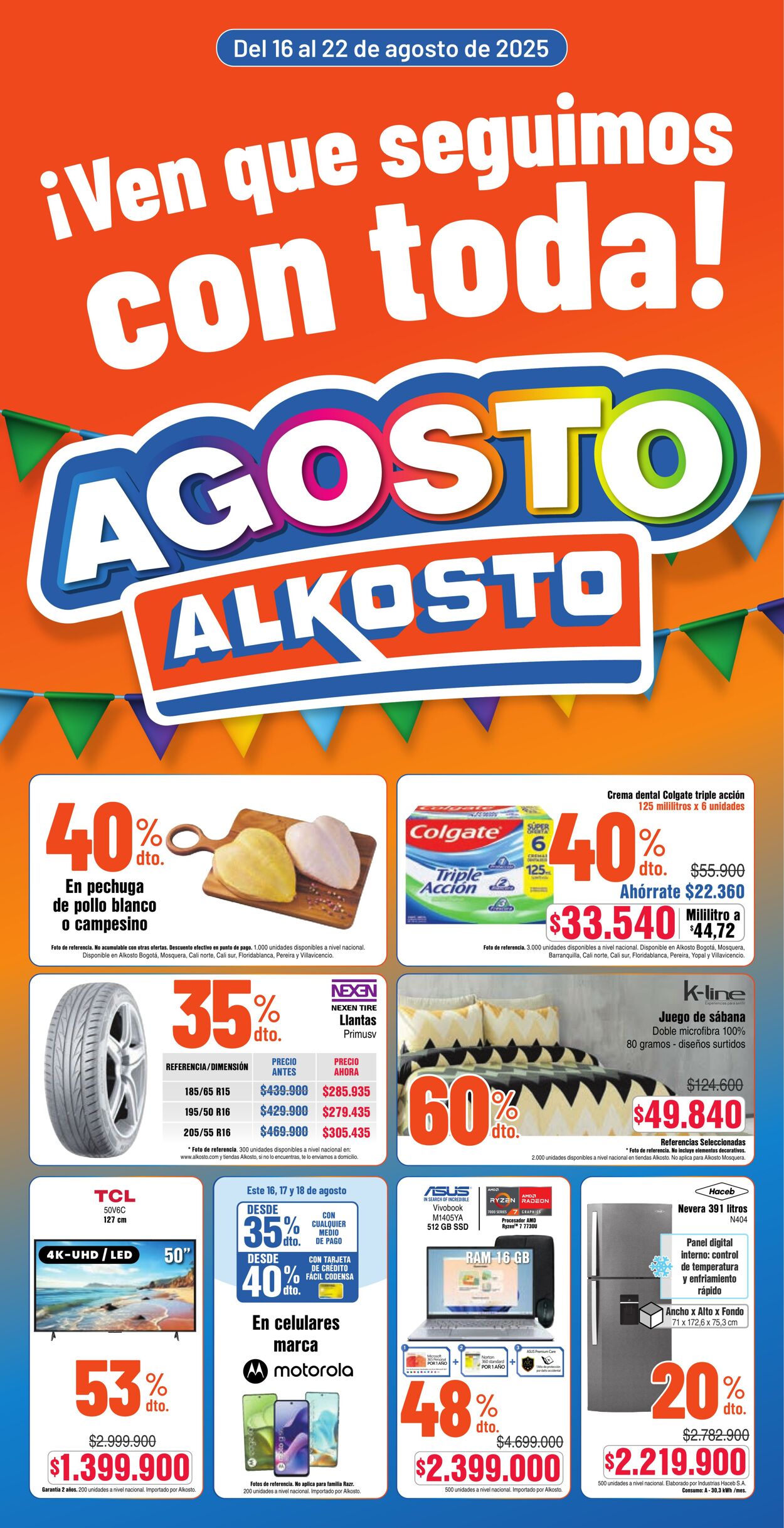 Folleto Alkosto - Ofertas en Tecnología, Electrodomésticos, Hogar y Mucho Más | Agost... 16 ago., 2025 - 22 ago., 2025