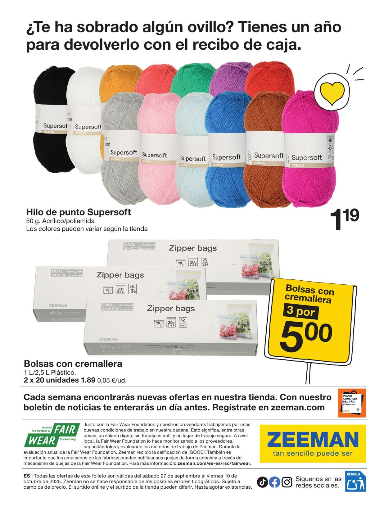 Folleto Zeeman 27.09.2025 - 10.10.2025